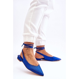 Blaue Damen-Ballerinas zum Schnüren 1