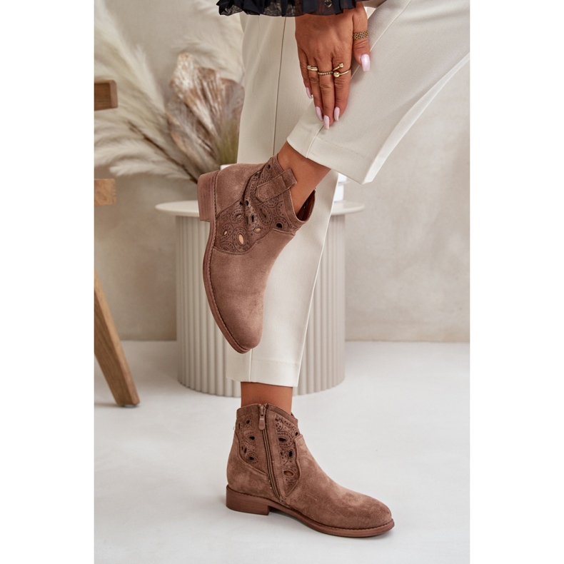 S. BARSKI Damenstiefel mit durchbrochenem Obermaterial S.Barski braun 2