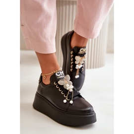 CheBello Plateau-Sportschuhe mit Verzierung, schwarz 1