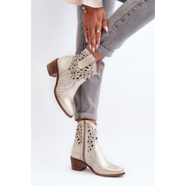 Damen-Stiefeletten von Zazoo mit durchbrochenem Obermaterial, Gold golden 2