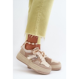 Beige Plateau-Sportschuhe 1