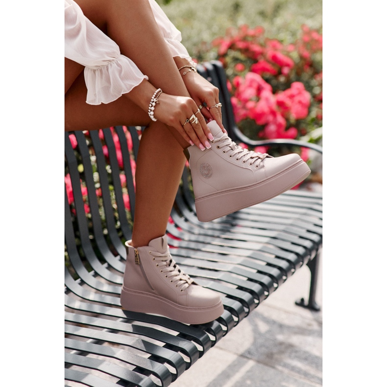 Vinceza Beigefarbene Plateau-Sneaker für Damen 1