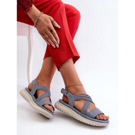 Blaue Damen-Sandalen mit Klettverschluss 1