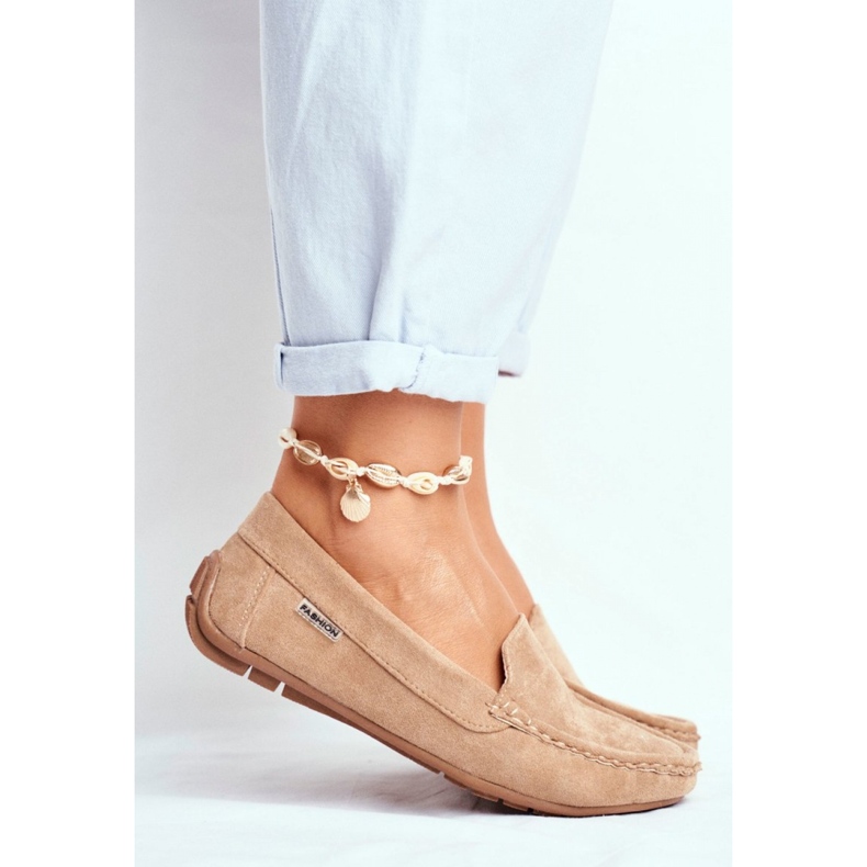 Damenmokassins aus beigem Wildleder 2