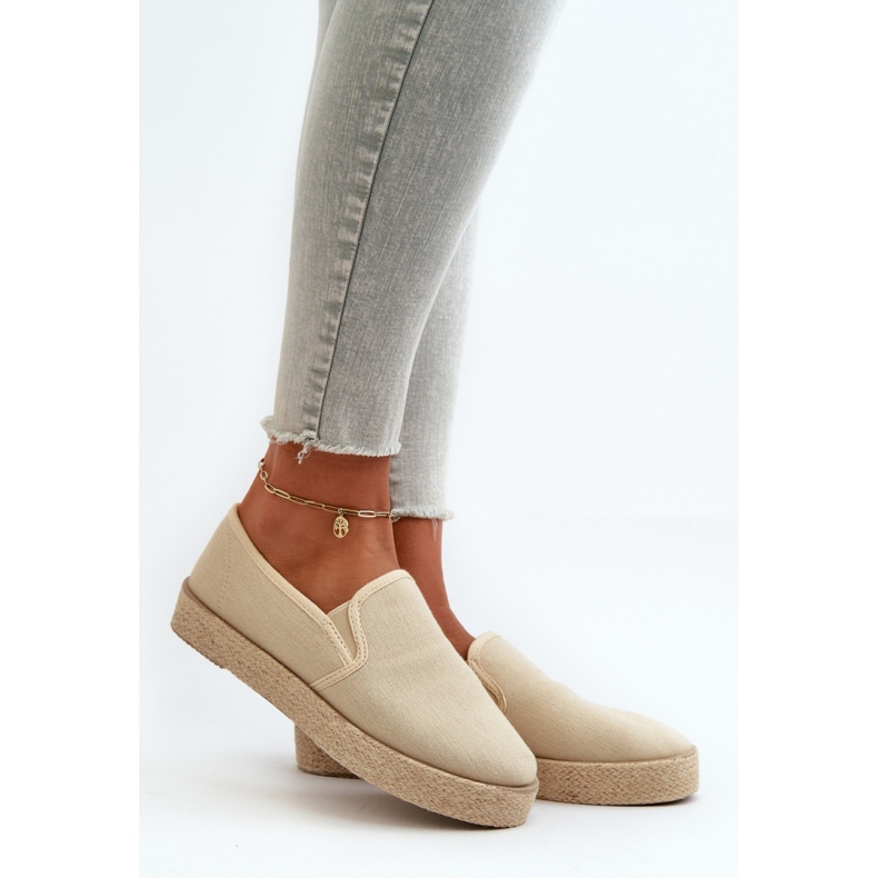 Damen-Espadrilles auf beigem Plateau 1
