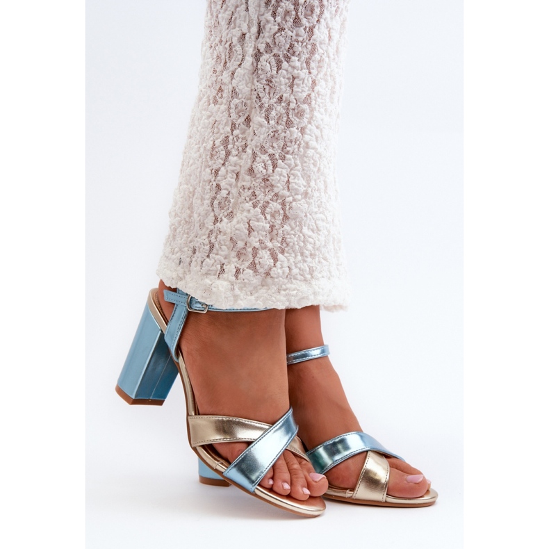 Blau/goldene High-Heel-Sandalen 1