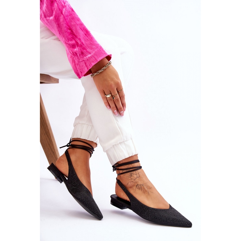 Damen-Ballerinas mit offenem Absatz Schwarz 1