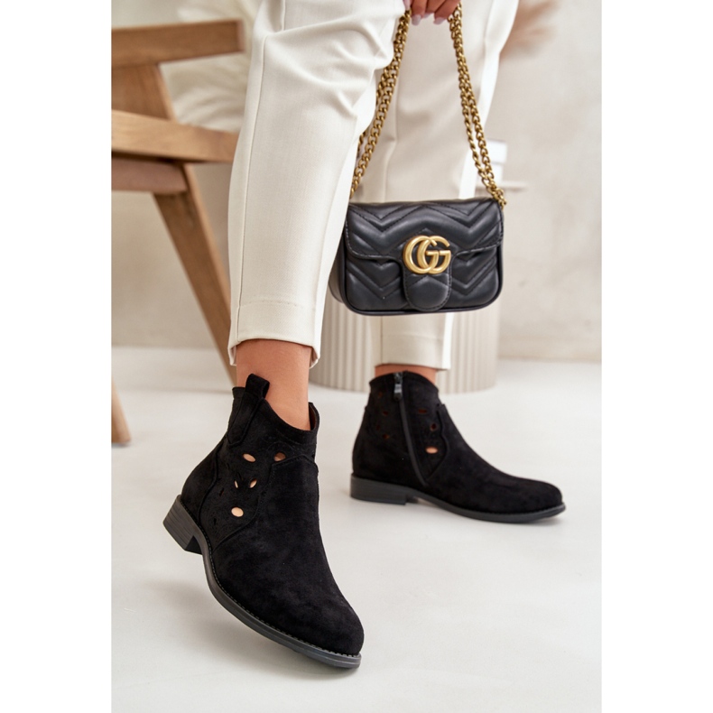 Damenstiefel mit durchbrochenem Obermaterial S.Barski Black schwarz 1