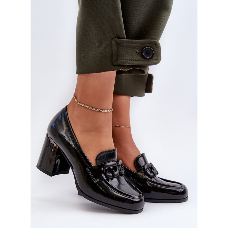 S.Barski Damenschuhe mit hohen Absätzen, schwarz lackiert 1