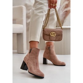 Braune Damenstiefeletten beige 1