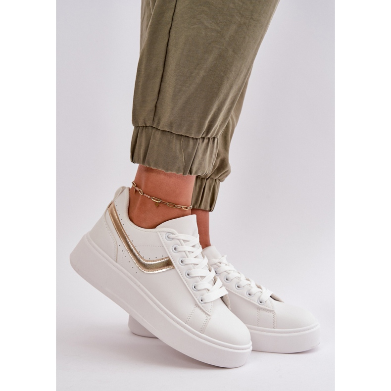 Weiß/goldene Plateau-Sneaker 1