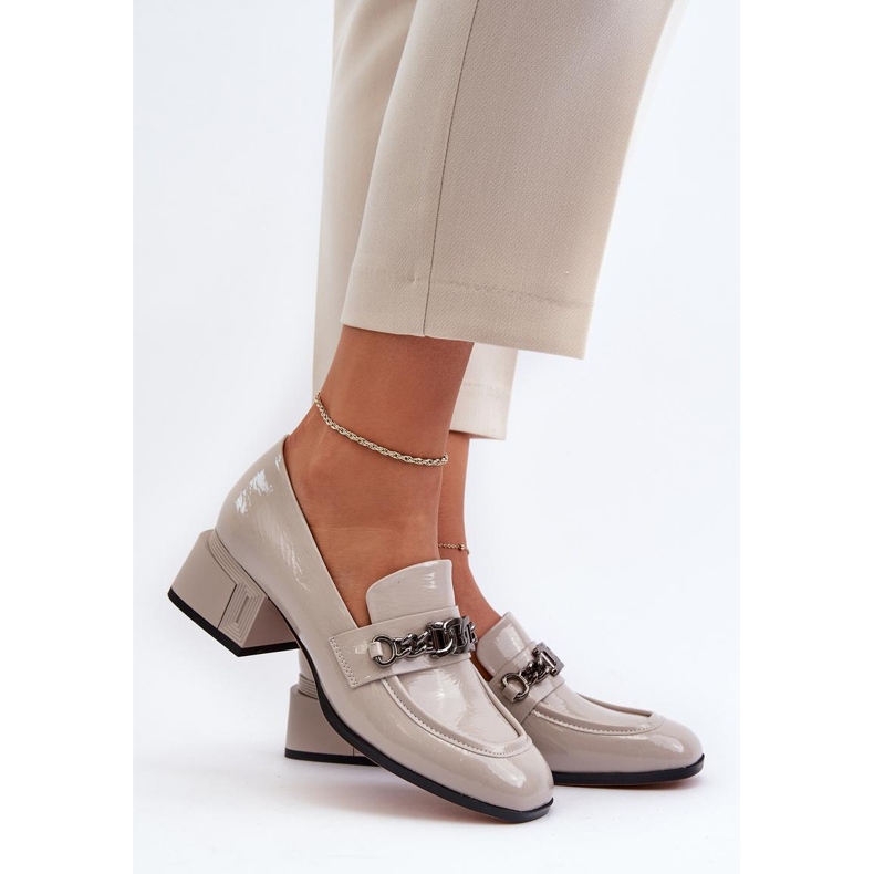 S. BARSKI Lackierte Pumps mit einem S.Barski Grey-Block grau 1