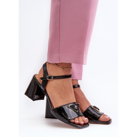 S.Barski Schwarze Lack-Sandalen mit Absatz 1