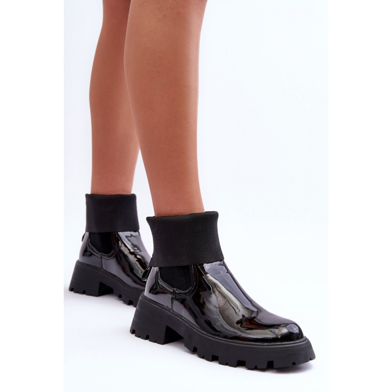 Step in style Chelsea-Stiefel Modell Pavo DES925M Black Lakier – Treten Sie ein mit Stil schwarz 1