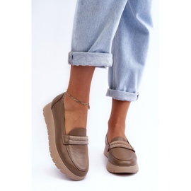 Lemar Damenlederschuhe auf der Plattform beige 1