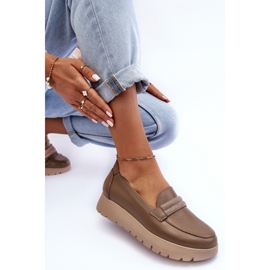 Lemar Damenlederschuhe auf der Plattform beige 2