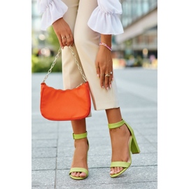 Grüne Neon-Damensandalen mit hohen Absätzen 1