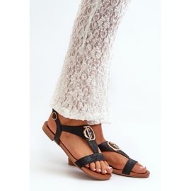 S.Barski Damensandalen mit Goldverzierung Schwarz 1