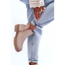 Beigefarbene Plateau-Stiefeletten für Damen 2