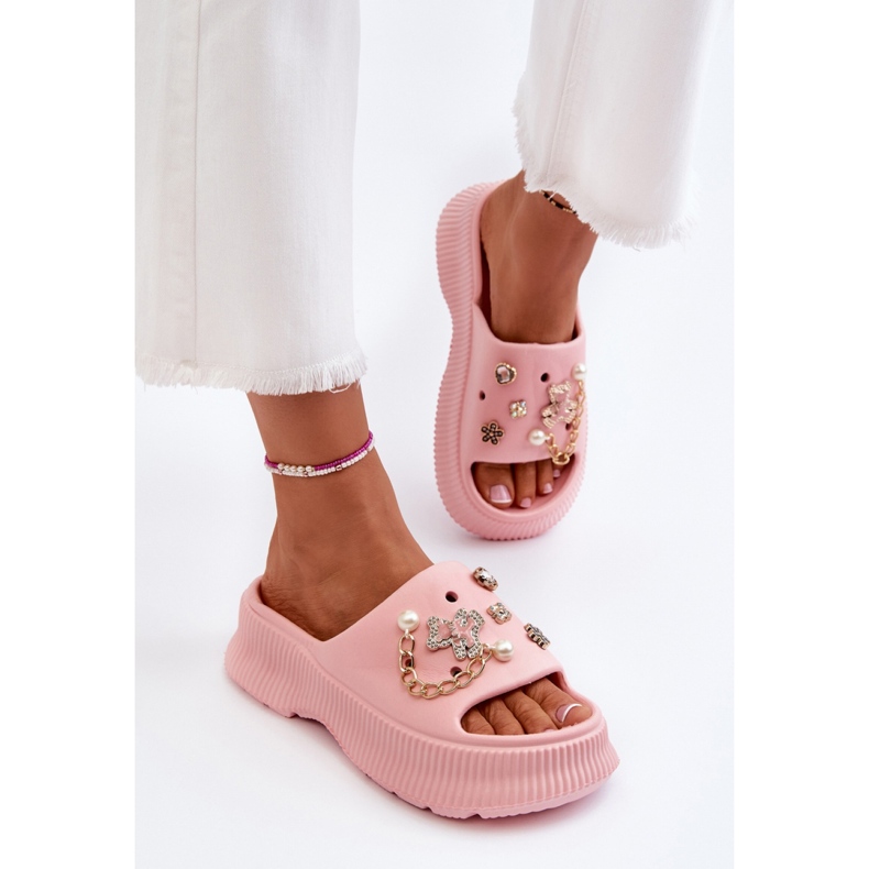 Damen-Flip-Flops mit rosa Verzierungen 1