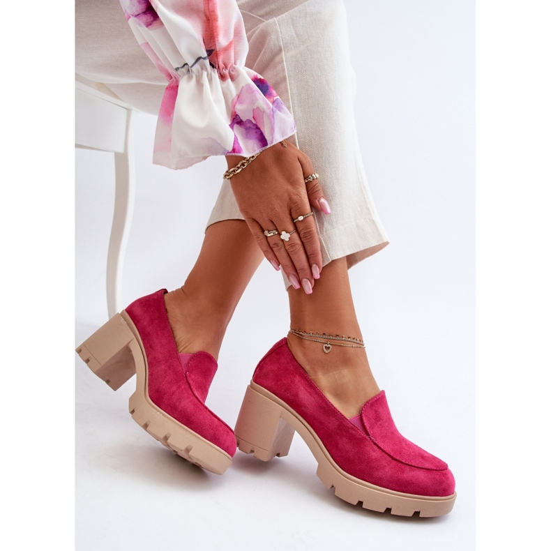Damenschuhe mit hohem Absatz und Plateau Fuchsia rosa 1