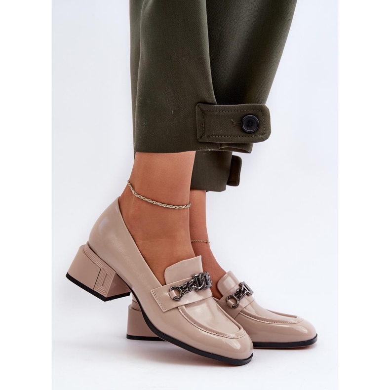 S.Barski Beige Damenpumps aus Lackleder 1