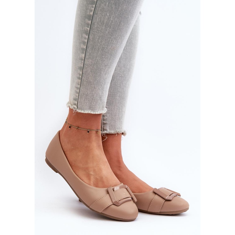 Damen-Ballerinas mit beigem Dekor 1