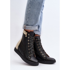 Zazoo Schwarze Damen-Sneaker mit Keilabsatz 1