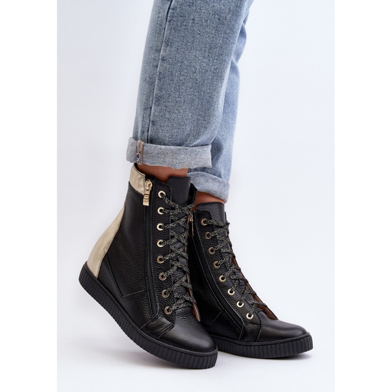 Zazoo Schwarze Damen-Sneaker mit Keilabsatz 1