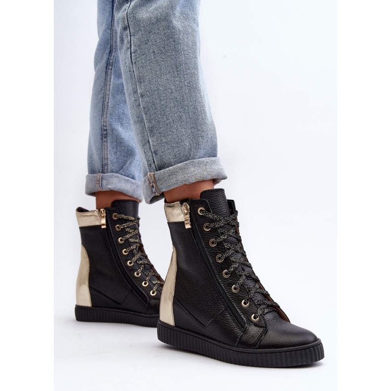 Zazoo Schwarze Damen-Sneaker mit Keilabsatz 2