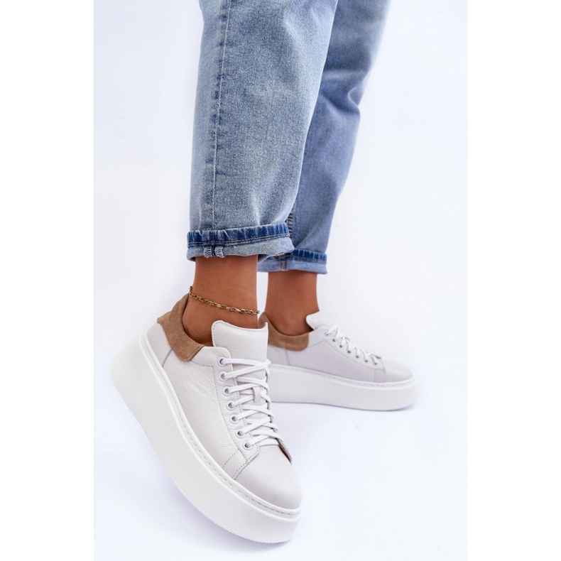 Lemar Sportschuhe auf riesigem Plateau Weiß/Cappuccino 2