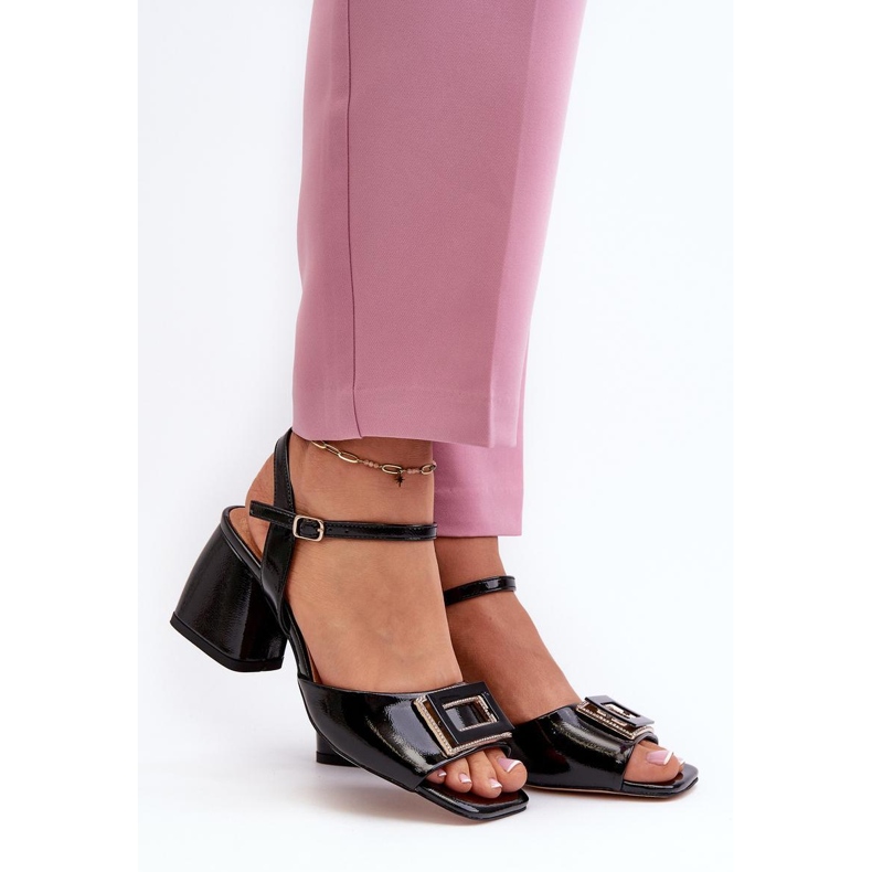 S.Barski Elegante Sandalen mit Lackabsatz schwarz 1