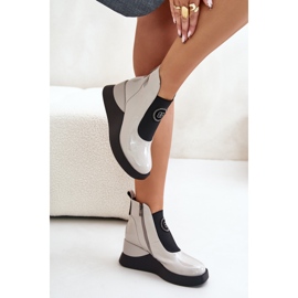 Damenstiefeletten auf der S.Barski Light Grey-Plattform grau 1