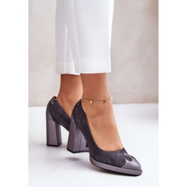 Laura Messi Graue Pumps mit hohen Absätzen 1