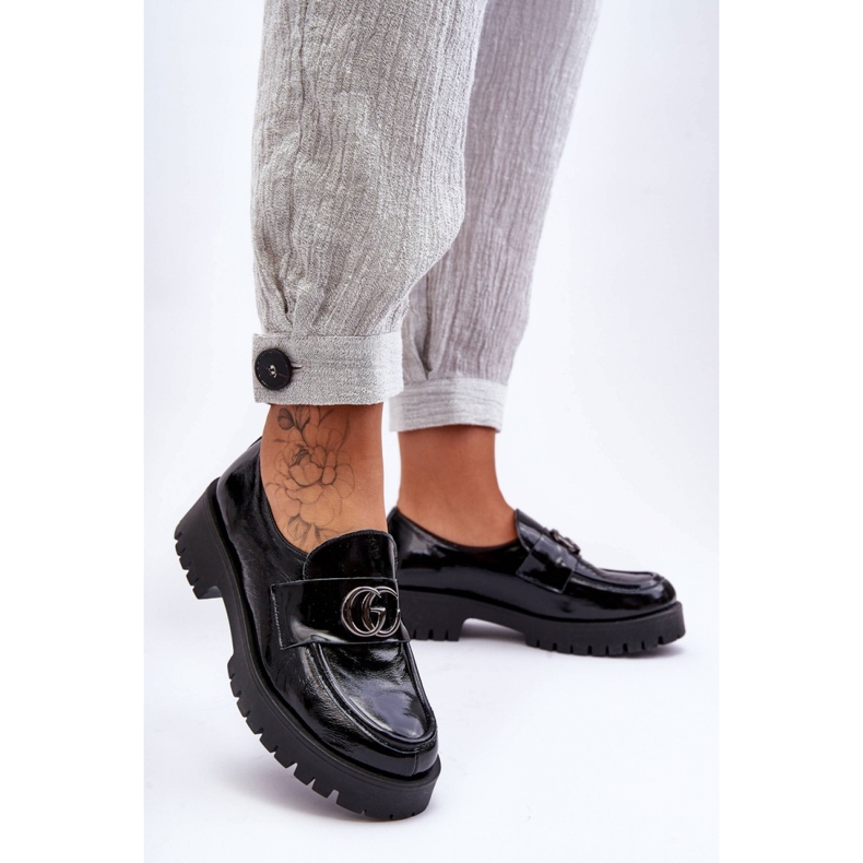 Schwarze Lacklederschuhe für Damen 1