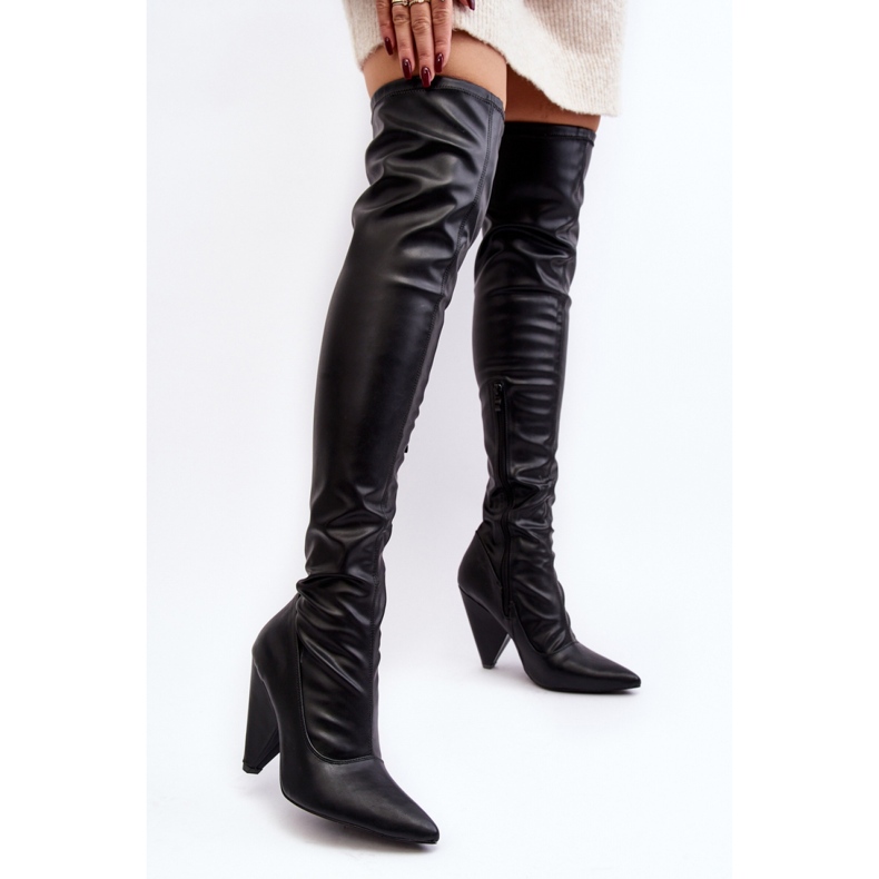Overknee-Stiefel mit hohem Absatz Schwarz 1