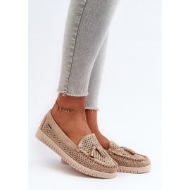 Goldfarbene, durchbrochene Mokassins für Damen golden 1