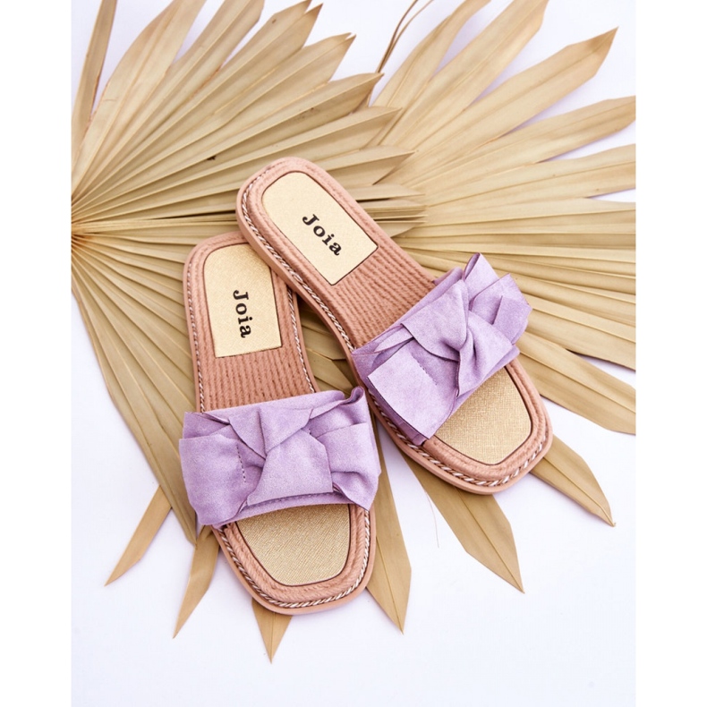 Wildleder-Slides mit violetter Schleife lila 2