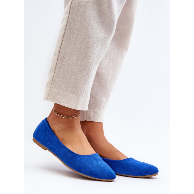 Blaue Damen-Ballerinas aus Wildleder 1