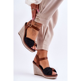 Schwarze Keilsandaletten für Damen 2