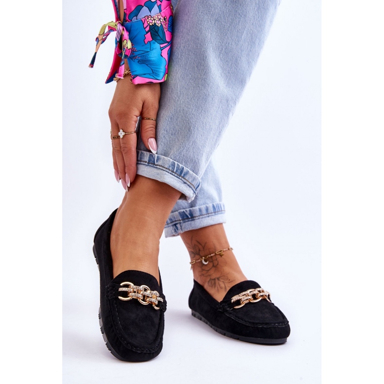 Damen-Slip-On-Mokassins aus Wildleder in Schwarz 1