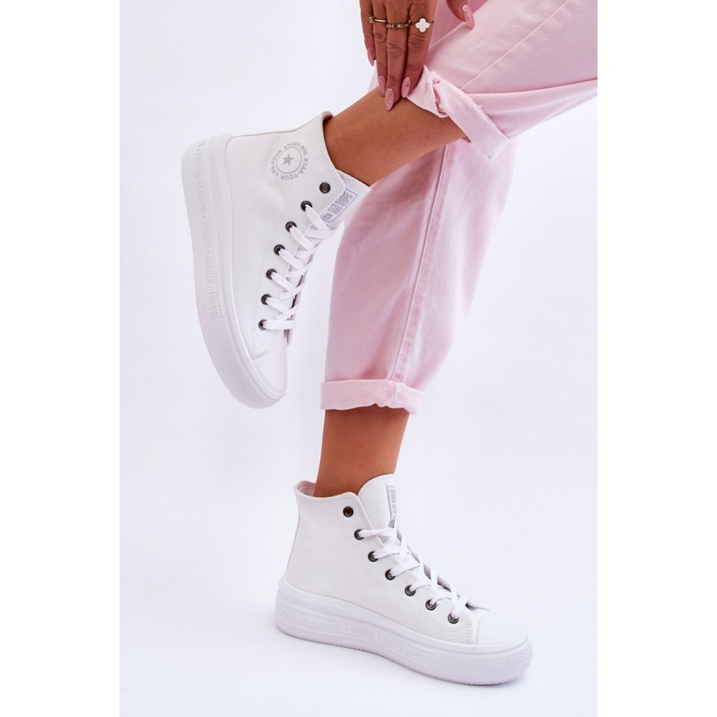 Weiße, hohe Damen-Sneaker von Big Star 1