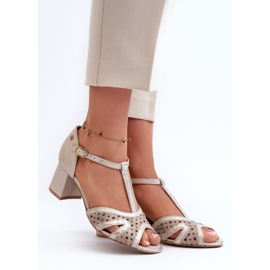 Maciejka Damen-Sandalen mit hohen Absätzen in Beige/Gold 1