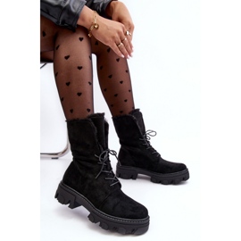 PS1 Damen-Arbeiterstiefel aus Wildleder mit Fell, Schwarz 1