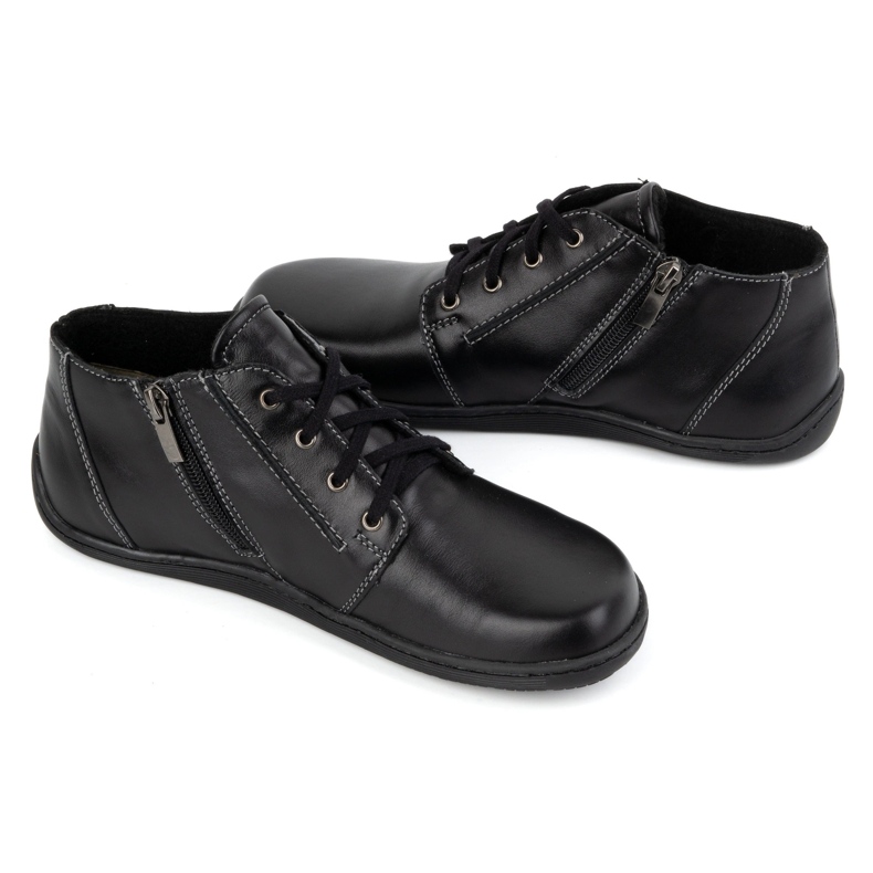 Olivier Barefoot Damen-Lederschuhe, leicht isoliert, High-Top mit Reißverschluss 787 schwarz 2