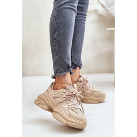 Beige Damen-Sneaker mit massiver Sohle 1