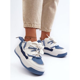Blaue Plateau-Sneaker für Damen 1