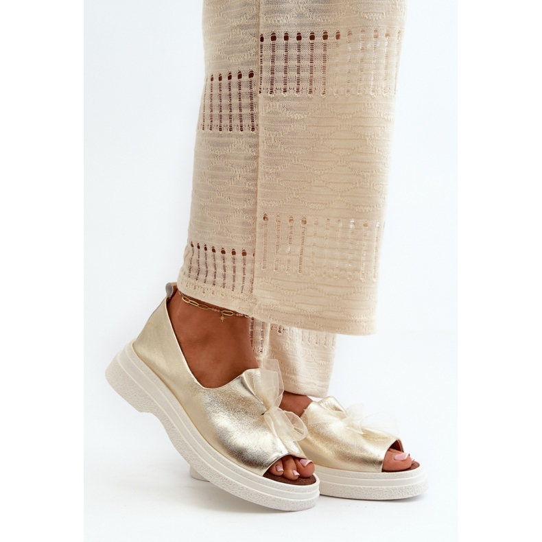 Zazoo Gold Damen-Sandalen aus Naturleder golden 1