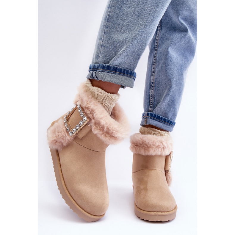 Modische Damen-Schneestiefel in Beige 1