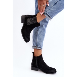 Klassische Damenstiefelette aus Öko-Wildleder Schwarz 1